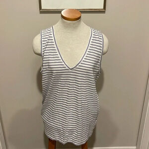 Madewell - V-neck Striped Cotten Tank Top - Size Large - Gently Used!!